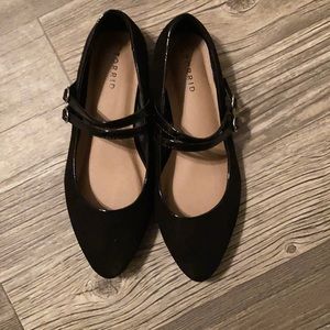 Black Double Strap Mary Jane Flat